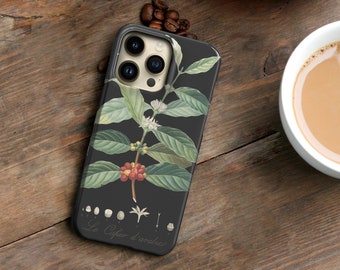 Coffee Botanical Phone Case iPhone 14 Plus 13 15 Pro Max Arabica 12 Mini 11, Xs, Se, Coffee Gifts For Java Lover CMG-COF