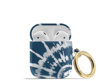 Matte Indigo Tie Dye AirPod Case Blue Shibori  AirPods Pro Hard Cover Keychain  APM-TIDYWB