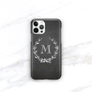 iPhone MagSafe Case Personalized Chalkboard Monogram iPhone 14 Pro Max 13 12 14 14 Plus Dark Academia Aesthetic CMG-CHALK image 1