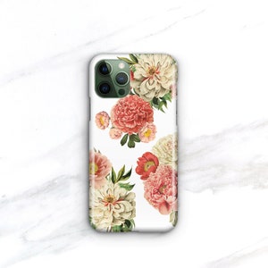 Phone Case Floral iPhone 14 Pro Max Case Peony Bunch iPhone 13 11 Pro Case 16e Peonies 12 14 Plus Case Gift for Girlfriend C-PEOBUN