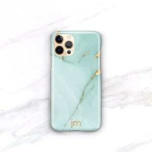 Personalized Phone Case Turquoise Marble iPhone 14 Plus 13 Pro Max Monogrammed 12 Mini 11 Pro Xs Gift For Her Aqua Marble CMG-ONXA image 8