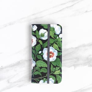 Funda tipo cartera hawaiana tropical para iPhone 12/11 Pro/16 con flores de hibisco y playa WC-HAWB