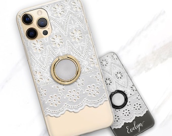 Phone Grip Ring - Eyelet Clear Case Personalized Spring Summer Cottagecore Aesthetic Cute iPhone 13 12 Pro Max 11 Xs Stand CC-EYE-RG