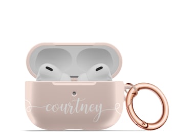 Matte Personalized Cute AirPod Case Millennial Pink AirPods Pro Hard Cover  Keychain with Name APM-CBLN