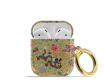 Dragon AirPod Case Asian Print AirPods Pro Hard Cover Gold Keychain  AP-DRA