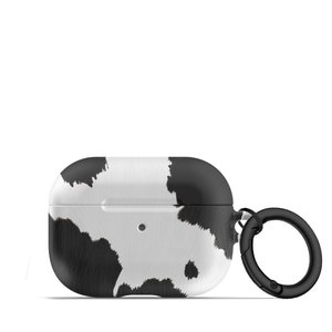 Black and White Cow AirPod Case Matte Finish Country Aesthetic AirPods Pro Hard Cover Keychain  APM-COWBL