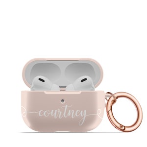 Matte Personalized Cute AirPod Case Millennial Pink AirPods Pro Hard Cover Keychain with Name  APM-CBLN