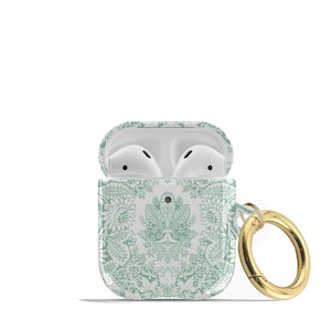 Retro Boho AirPods Case Seafoam Green AirPods Pro Hard Cover Gold Keychain  AP-INDSF