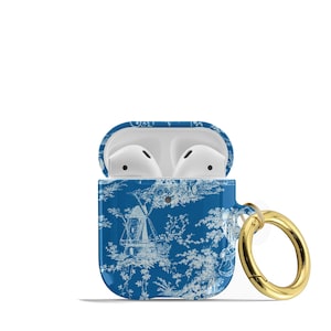 Blue Toile Print AirPod Case French Provincial AirPods Pro Hard Cover Keychain  AP-WTBI