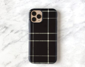 Windowpane Plaid Phone Case Designer iPhone 14 Pro Max 14 Plus 13 12 Mini 15 Galaxy S22 Dark Academia Aesthetic CMG-WPPLB