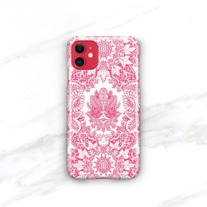 Eclectic Pink & White Damask Phone Case - Boho Vibes, iPhone/Samsung - Magsafe Compatible C-INDP