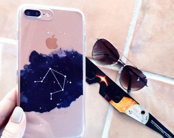 Constellation Phone Case Clear iPhone 15 14 13 12 11 Xs Max Case, Zodiac Sign Galaxy, Personalized Birthday Gift, Astrology, Scorpio