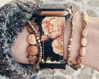 Dark Floral Apple Watch Band for Series 1 - 9 Ultra, Gift Idea for Women Mom Wife WB-FB