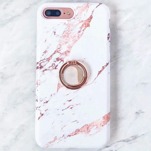 Rose Gold Ring Phone Holder Rose Marble Case Iphone And Etsy