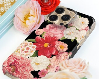 Dark Floral Bunch Phone Case iPhone 14 15 Pro Max Case 12 Mini Flowers 13 Pro Max, 11, Xs, 15, Se, Gift for Wife Her Girlfriend CMG-FB