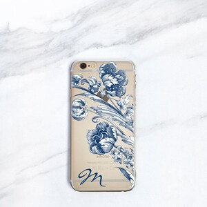 Personalized Phone Case iPhone 14 16 15 13 11 16e Floral 12 Mini MagSafe Monogrammed iPhone 11 Pro Case Blue Flower CC-VFLBCL image 1