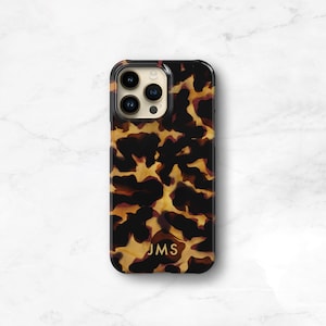 Personalized Tortoise Shell Print iPhone 14 13 MagSafe Phone Case Tortoiseshell iPhone 14 Plus 13 Pro Max 12 Mini 11, Xs, 15 SE Tort CG-TOR image 1