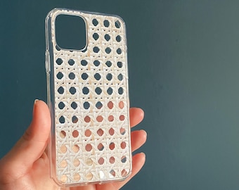 Rattan Print Clear Phone Case, Spring / Summer iPhone or Galaxy CC-RT