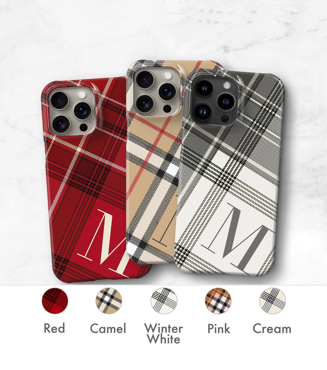 Custom Plaid Phone Case, Designer Preppy iPhone 16 15 14 Pro Max 13 12