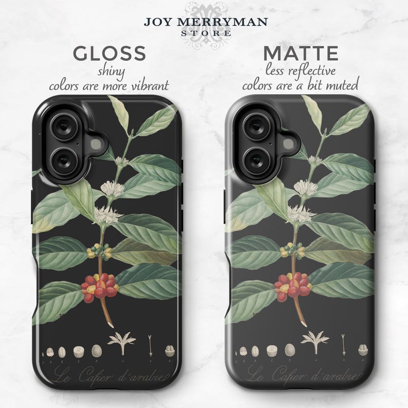 Vintage Coffee Botanical Phone Case Cafecore iPhone 16 Pro Max 15 16e 14 13 17e MagSafe, Galaxy S24 S25 Ultra Gift For Java Lover C-COF image 3