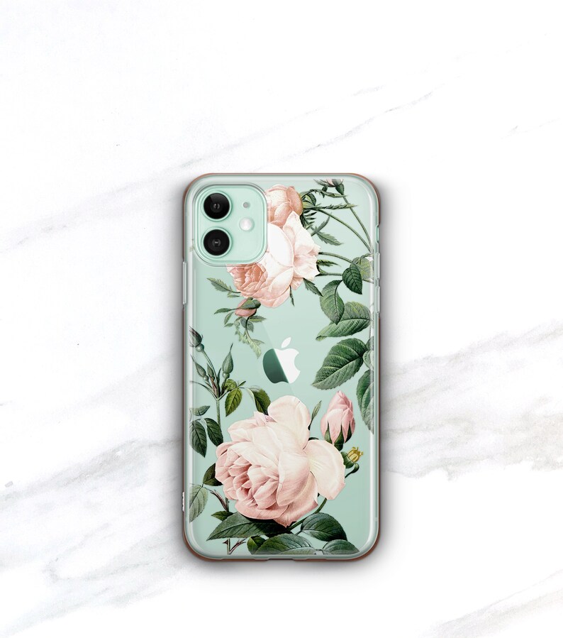 Floral Clear Case and Phone Ring Holder Stand Coquette Rose Pattern Grip iPhone 14 13 12 Pro Max 11 Xs 15 Galaxy Cottage Core CC-RP-RG image 8