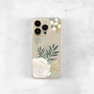 Funda transparente con diseño floral para iPhone 14, 16, 15 Pro Max, funda con rosas de acuarela para iPhone Duo, 12 Mini, regalo para ella, mujer, 11, 16e SE CC-WATRO imagen 14