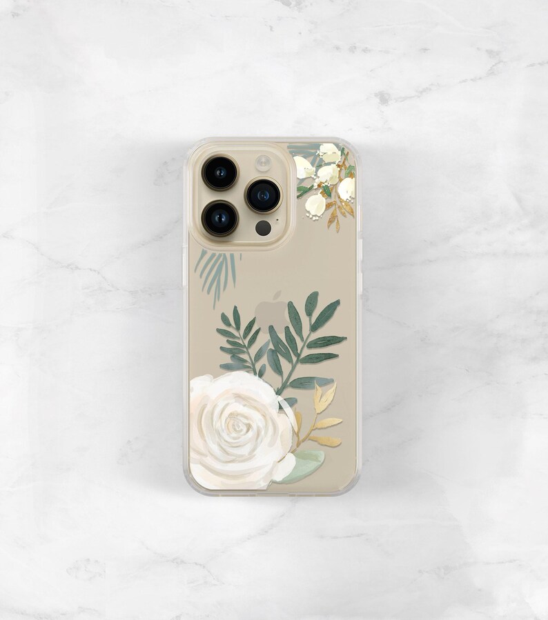 Funda transparente con diseño floral para iPhone 14, 16, 15 Pro Max, funda con rosas de acuarela para iPhone Duo, 12 Mini, regalo para ella, mujer, 11, 16e SE CC-WATRO imagen 14