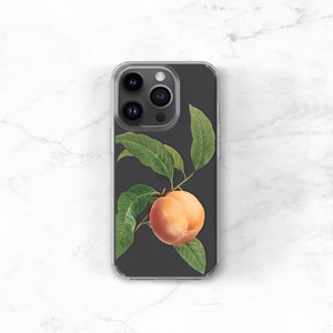 Peach Clear Phone Case iPhone 14 Pro Max Peachy 13 12 11 Xs Fruit Botanical iPhone 15 Plus Galaxy S23 Peach Emoji CC-PCH image 3