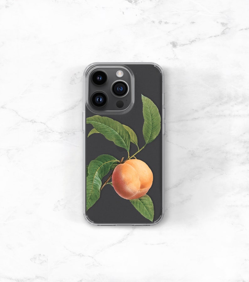 Peach Clear Phone Case iPhone 14 Pro Max Peachy 13 12 11 Xs Fruit Botanical iPhone 15 Plus Galaxy S23 Peach Emoji CC-PCH image 3