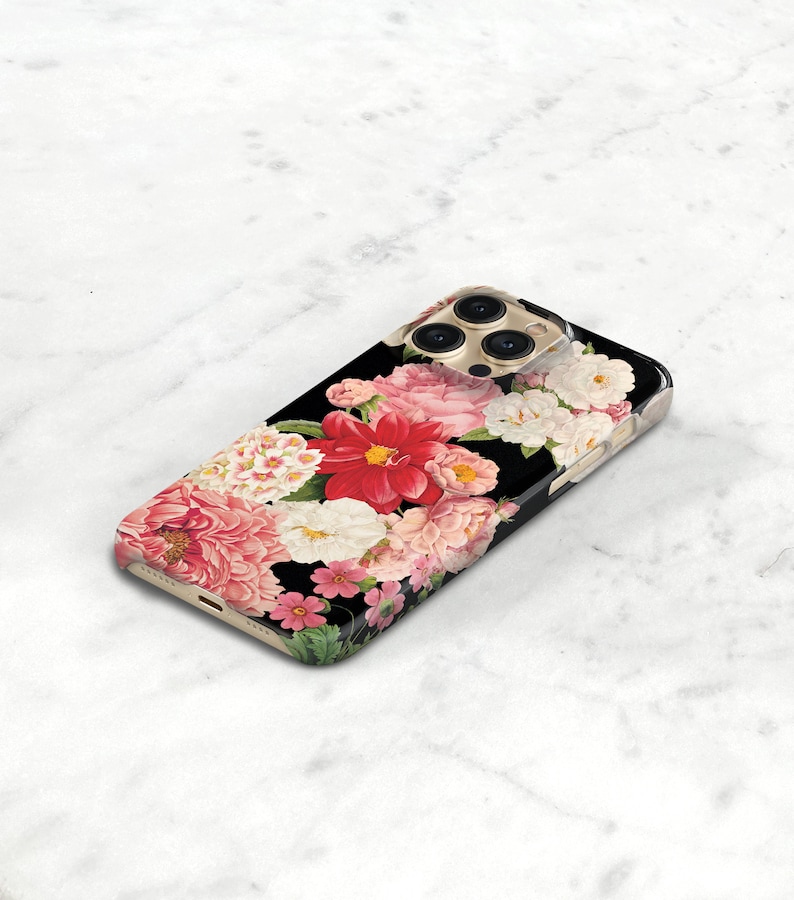 Dark Floral Bunch Phone Case iPhone 14 15 Pro Max Case 12 Mini Flowers 13 Pro Max, 11, Xs, 15, Se, Gift for Wife Her Girlfriend CMG-FB image 4