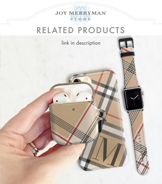 Camel Plaid Airpods Case Matte Neutral Plaid Check AirPod Pro