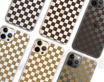 TRADAY Leather Checkered Phone Case for iPhone 14 Pro Max 11 12 13 Mini  Square Phone Case