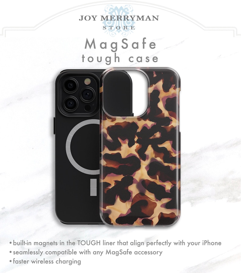 Personalized Tortoise Shell Print iPhone 14 13 MagSafe Phone Case Tortoiseshell iPhone 14 Plus 13 Pro Max 12 Mini 11, Xs, 15 SE Tort CG-TOR image 4