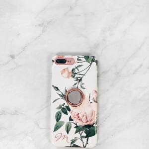 Floral Ring Phone Grip iPhone Case With Stand Pink Rose iPhone 15 14 13 12 Pro Max 11 Personalized Initial Gift for Mom Her CG-RP-RG afbeelding 5