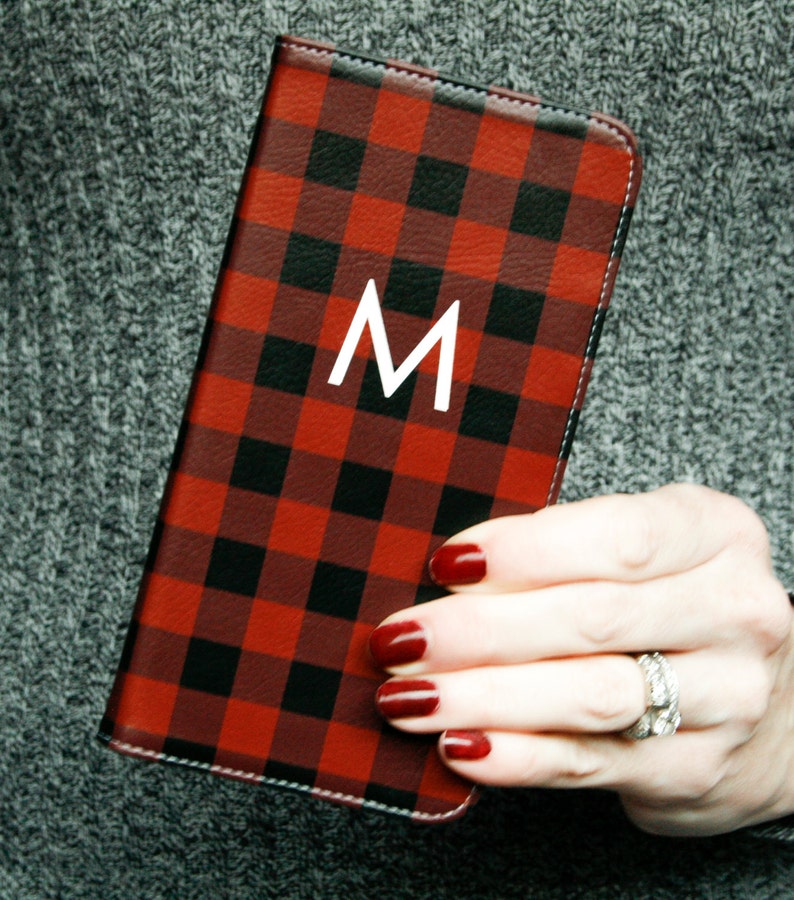 Personalized Phone Wallet iPhone 15 Pro Max Buffalo Plaid iPhone Xs Hygge Monogram Faux Leather Wallet Gifts for Her 13 12 14 Plus WC-BUFFR immagine 3