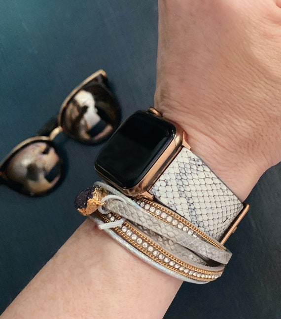 Gray Snakeskin Print Apple Watch Band 40mm 38mm 42mm 44mm - Faux Leather Apple Watch Band Gray Snakeskin Print Apple Watch Band 40mm 38mm 42mm 44mm - Faux Leather Apple Watch Band