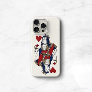 Vintage Queen of Hearts Phone Case – Playing Card Design for iPhone 16 15 14 13 12 Pro Max, MagSafe & Galaxy S25 S24 Plus C-QU