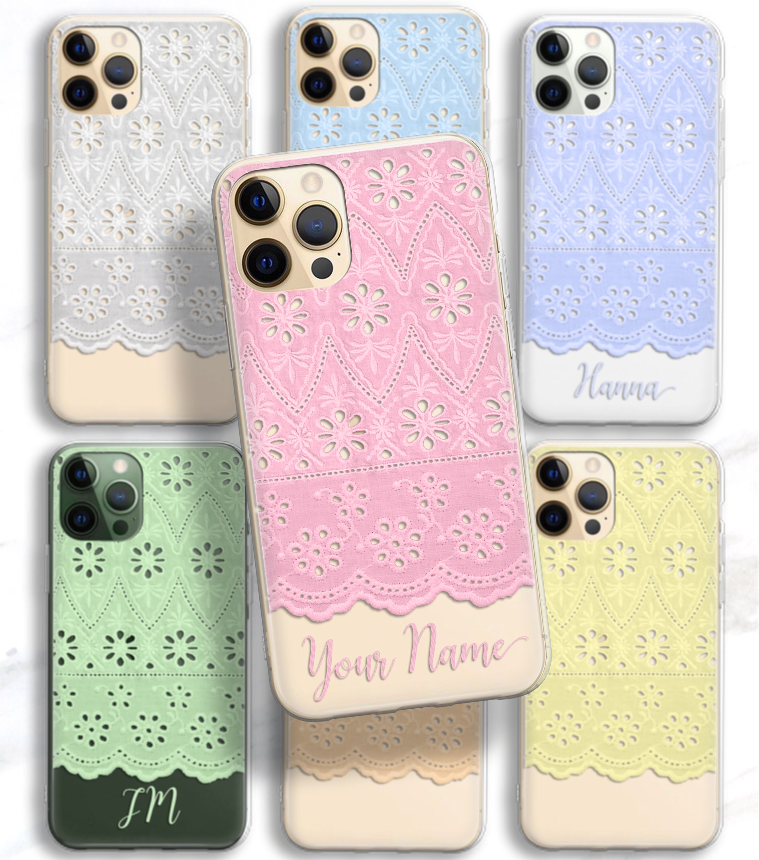 Custom Name Phone Case Cute Blush Pink Toile iPhone 11 12 13 
