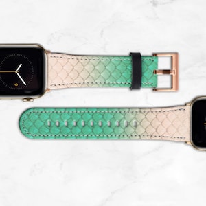 Mermaid Apple Watch Band 40mm 38mm 42mm 44mm 49mm Mermaidcore Aesthetic Faux Leather Ultra Series 9 8 7 6 5 4 SE Ocean Inspired WB-MERM