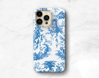 Blue and White Toile iPhone 11 12 13 14 15 Pro Max MagSafe Case 14 Plus Case Xs 15 8 11 Pro 12 Mini SE Galaxy S23 Ultra CMG-WTB