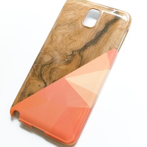 Orange Geometric Samsung Galaxy Case, Wood Print Samsung S23 case Case, Triangles Galaxy S24 Case, Geometric C-WOGEOO