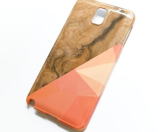 Orange Geometric Samsung Galaxy Case, Wood Print Samsung S26 case Case, Triangles Galaxy S24 Case, Geometric C-WOGEOO