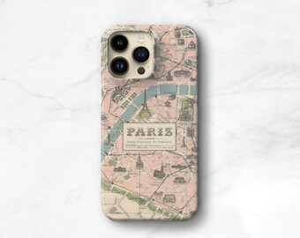 Travel Gift Phone Case Paris Map iPhone 12 11 Pro Case iPhone 15 iPhone SE 2020 Case iPhone 14 Xs Galaxy S23 Plus Vintage Map CMG-MAPPA