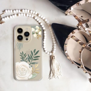 Funda transparente con diseño floral para iPhone 14, 16, 15 Pro Max, funda con rosas de acuarela para iPhone Duo, 12 Mini, regalo para ella, mujer, 11, 16e SE CC-WATRO imagen 1