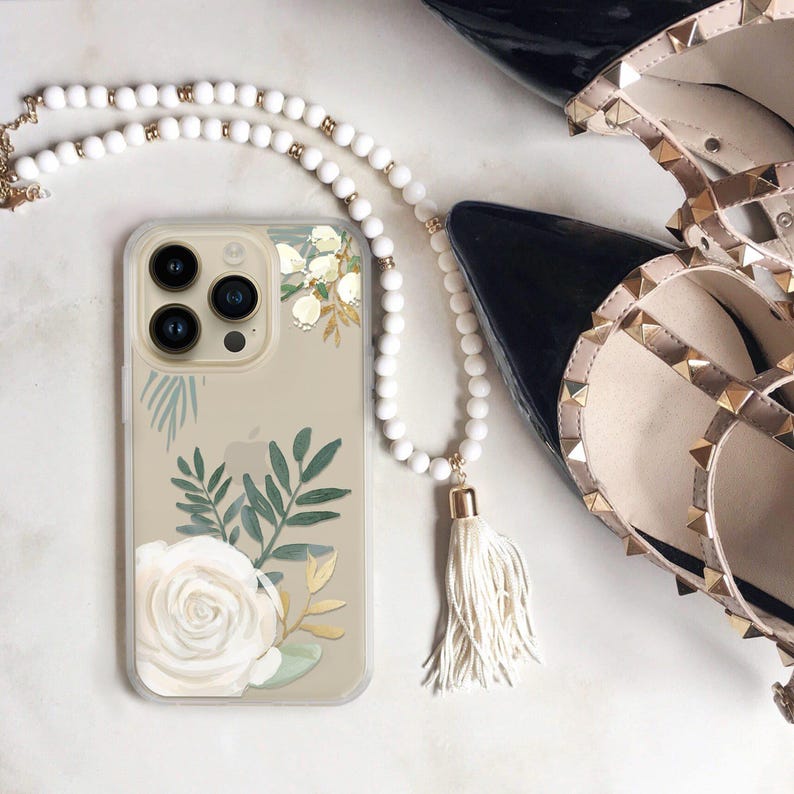 Funda transparente con diseño floral para iPhone 14, 16, 15 Pro Max, funda con rosas de acuarela para iPhone Duo, 12 Mini, regalo para ella, mujer, 11, 16e SE CC-WATRO imagen 1