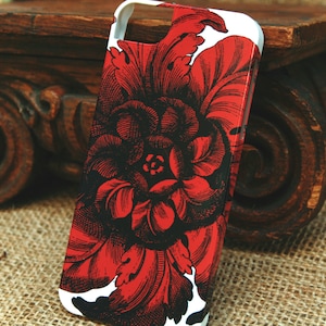 Red Flower iPhone 12 11 15 Case, Floral iPhone SE 2020 Cover, 2nd Generation iPhoneSE, iPhone 11 Pro Max Case Samsung S23 case CMG-FRD image 1