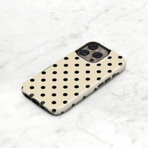 Black & Cream Polka Dot Phone Case — Classic Retro iPhone 17 16 15, Samsung, Neutral Spotted Pattern | Gift for Her imagen 7