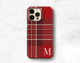 Personalized iPhone 14 13 Pro Max MagSafe Case iPhone 12 Plaid Red Tartan Hygge SE 2020 Monogramed 11 Xs Cozy Gift Ideas For Him Her CMG-PLR