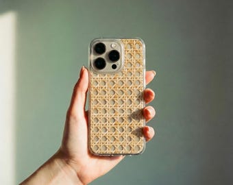 Rattan Print Clear Phone Case, Spring / Summer iPhone or Galaxy CC-RTW