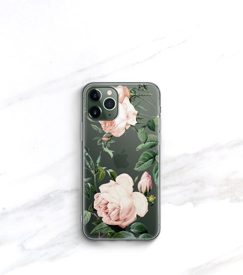 Floral Clear Case and Phone Ring Holder Stand Coquette Rose Pattern Grip iPhone 14 13 12 Pro Max 11 Xs 15 Galaxy Cottage Core CC-RP-RG image 4